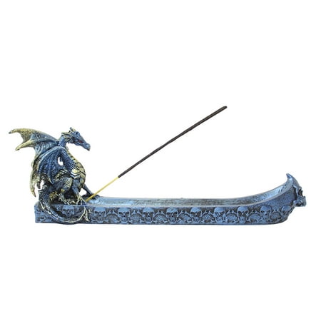 9 Dragons Incense Burner - Mythical Blue Western Fire Dragon Incense Burner Holder Dark Legend Halloween Medieval Party Home Decor Gift -D