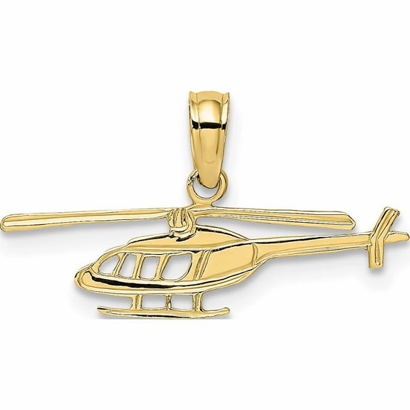 10K Yellow Gold Helicopter Charm (6 X 21.75) Made In United States -Jewelry By Sweet Pea