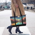 thumbnail image 4 of FORMRS Canvas Laptop Tote Bag for Women with 15.6" Computer Compartments Shoulder Handbag, Colorful Road, 4 of 7