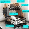 thumbnail image 2 of Organizador Escurreplatos 2 Niveles, Escurridor de Acero al Carbono con Soporte para Cuchillos y Soporte para Tablas de Cortar Estante para Tazas para Platos Tazones y Tablas de Cortar, 2 of 7