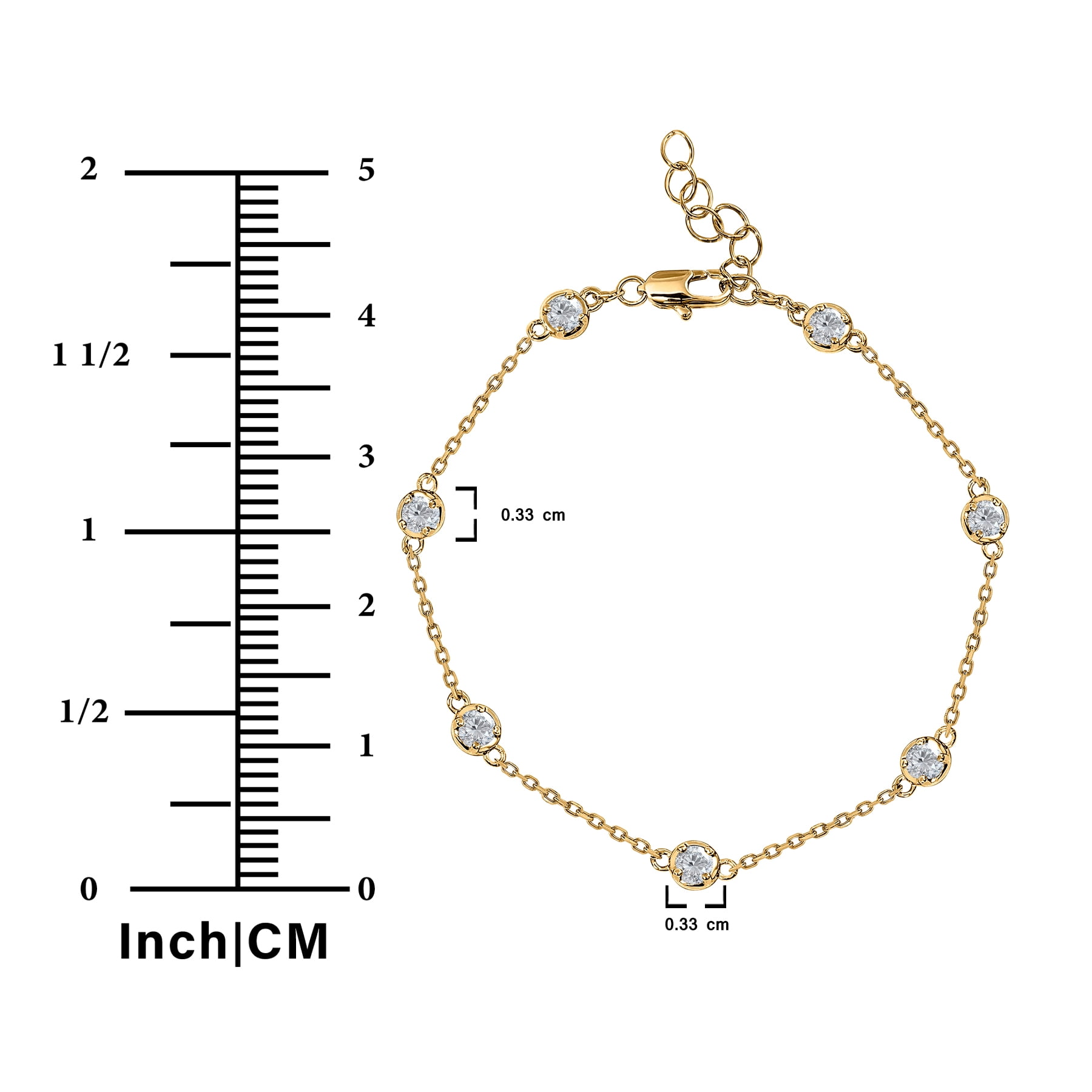 JeenMata 1 Carat Lab Grown Diamond Bezel Station Bracelets - Elegant Gift Jewelry Bracelet in 18K Yellow Gold Plating Gift for Women, Girlfriend