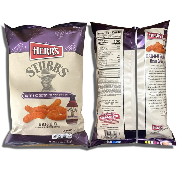 Herr's Stubb's Sticky Sweet Bar-B-Q Flavored Cheese Curls, 6 1/2 oz