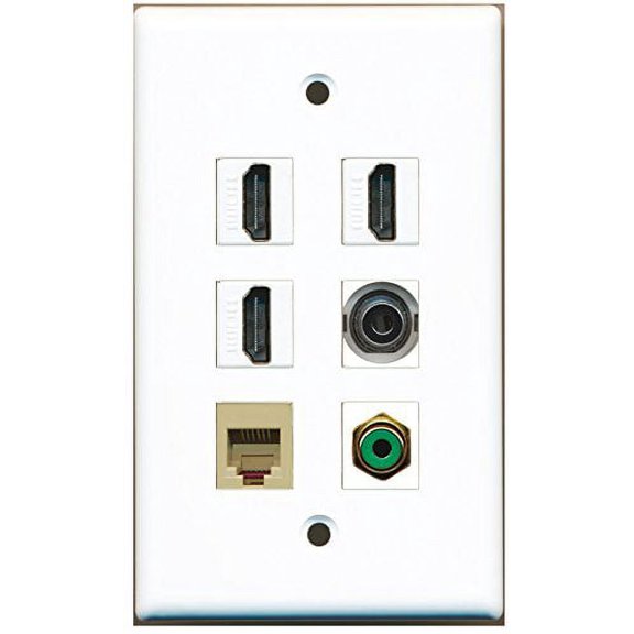 RiteAV - 3 HDMI 1 Port RCA Green 1 Port Phone RJ11 RJ12 Beige 1 Port 3.5mm Wall Plate