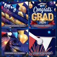 thumbnail image 4 of Gold Glitter Congrats Grad Banner Dark Blue Graduation Backdrop 3D Lettering Red Ribbon 2026 Grad Display for Graduation Parties High School Graduations College Graduations, 4 of 5