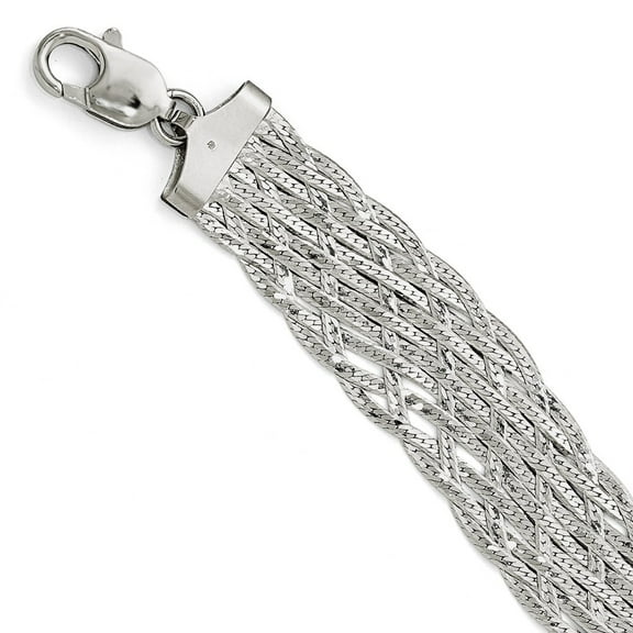 Leslie's 925 Sterling Silver Polished Braided Chain Bracelet; 7.5 inch; Lobster Clasp; for Adults and Teens; for Women and Men
