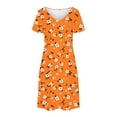 thumbnail image 3 of Dresses for Women Short-sleeved V-neck Summer Print Casual Dress, 3 of 5