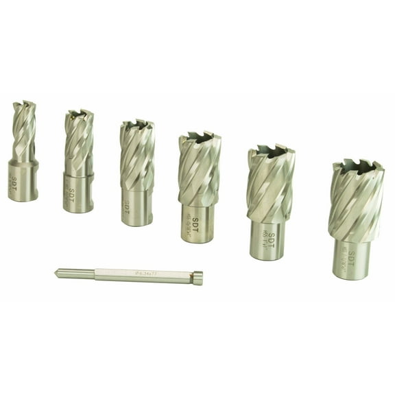 Steel Dragon Tools® 7 HSS Annular Cutter Kit 1" Depth 9/16" to 1-1/16"