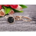 thumbnail image 6 of Milgrain 2.55 Carat Cushion Cut Black Diamond Moissanite Wedding Set Bridal Ring 10k Rose Gold Curved Matching Band Art Deco, 6 of 6