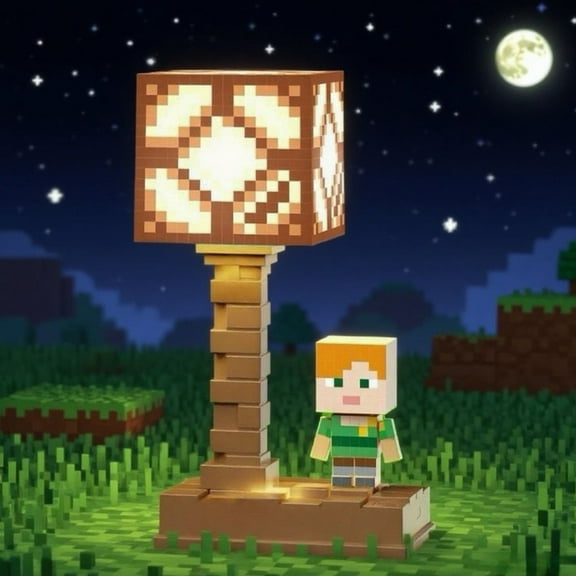 Minecraft Redstone Lamp Night Light with Type-C Charging, 5-Level Light Modes, Pixel Redstone Block LED Decor for Bedroom & Game Room