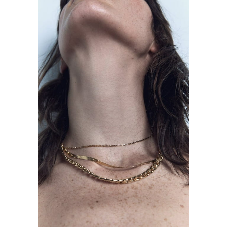 Zara Pack of Three Gold Chain Link Necklaces Womens Jewelry