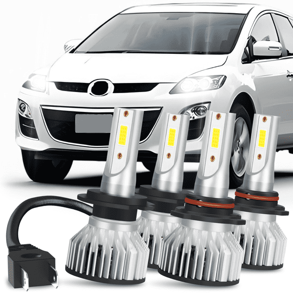 WVKVII For Mazda CX-7 2007-2012 LED Headlights High Low Beam 4 Bulbs Combo Kit White