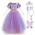 thumbnail image 3 of IBTOM CASTLE Girls Princess Dress Halloween Cosplay Fancy Dress up Christmas Birthday Party Long Maxi Puffy Dresses with Accessories 7PCS Outfits, 3 of 6