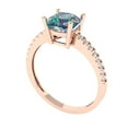 thumbnail image 2 of 2.7 ct Cushion Cut Blue Moissanite Solitaire with Simulated Diamond Accents 14K Rose Gold Womens Engagement Ring, 2 of 5