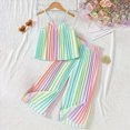 thumbnail image 2 of UngA Girl's 2 Piece Boho Outfits Pleated Spaghetti Strap Camisoles and Elastic Waist Wide Leg Pants 6-7 Years,Green, 2 of 7