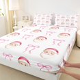 thumbnail image 3 of Homewish Kawaii Santa Claus Full Size Sheets, Cute Cartoon Pink Bowknot Bed Sheets, Dreamy Christmas Theme Sheet Sets, Breathable Home Decor, 4-Piece, 3 of 7