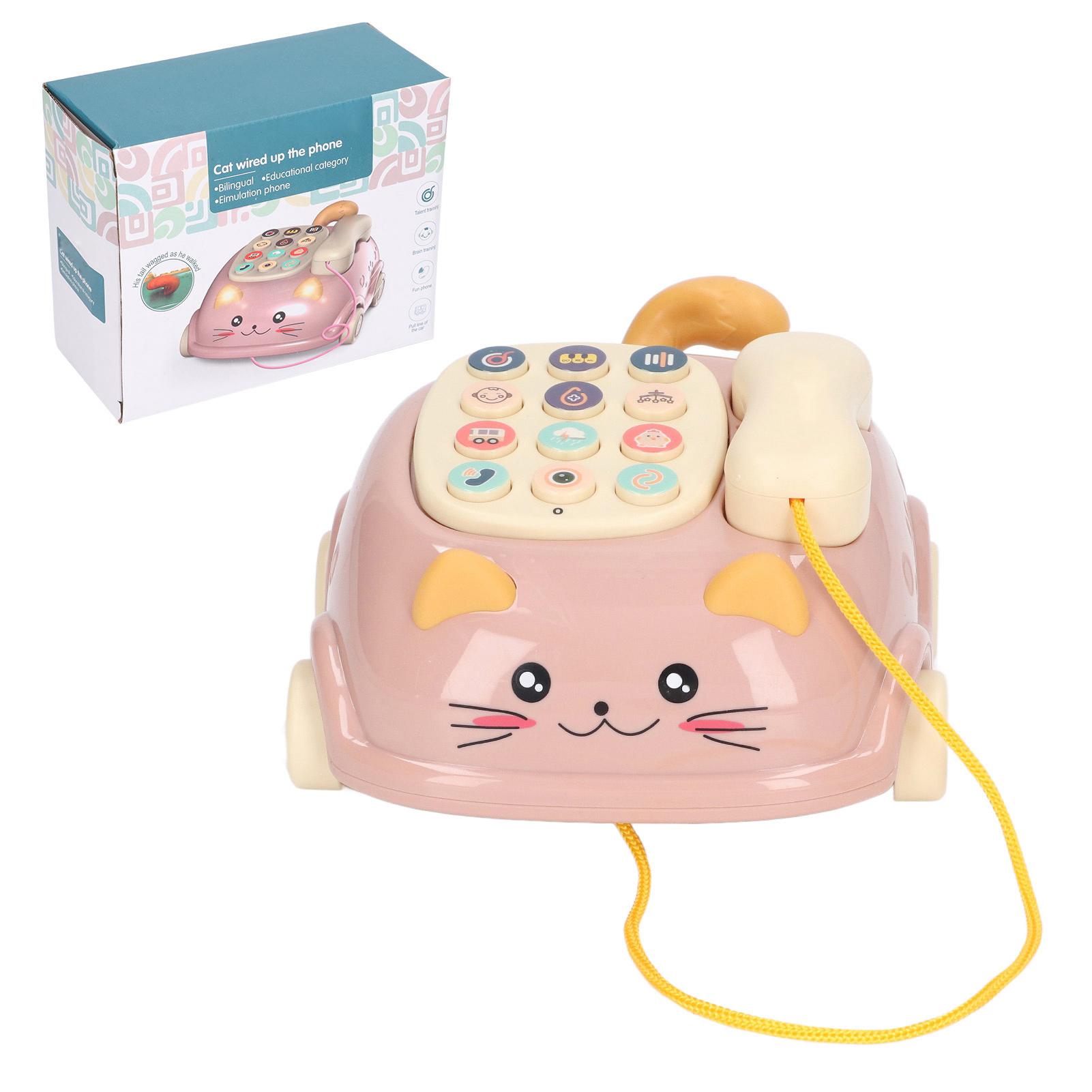 Baby Phone, Plastic Bilingual 12 Buttons Baby Musical Toy  For Enlightment Pink - image 1 of 8