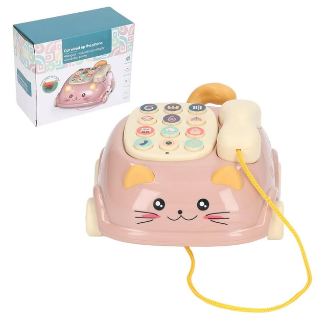 Baby Phone, Plastic Bilingual 12 Buttons Baby Musical Toy  For Enlightment Pink