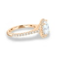 thumbnail image 3 of 2.00Ct Cushion Cut Moissanite Halo & Cathedral 2mm Pavé Engagement Ring, 18K Rose Gold, US 12, 3 of 7