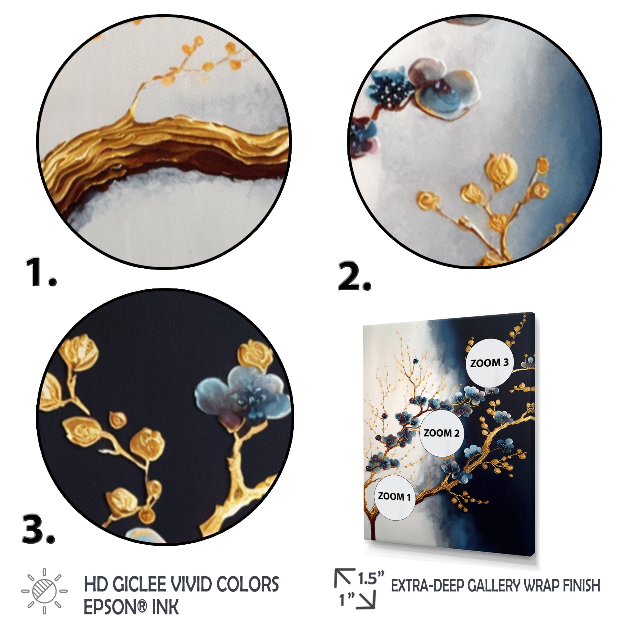 Designart Blue Cherry Blossom Branch VI Canvas Wall Art