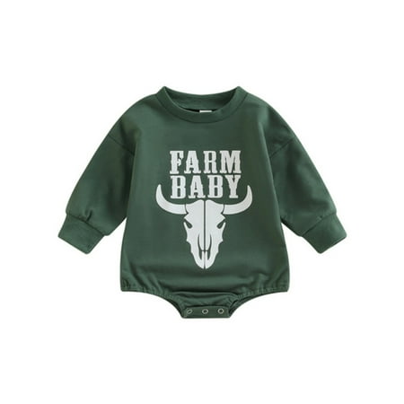 

Niuer Infant Loose Crew Neck Romper Baby Casual Onesies One Piece Party Letter Printed Cute Bodysuit Green 60cm