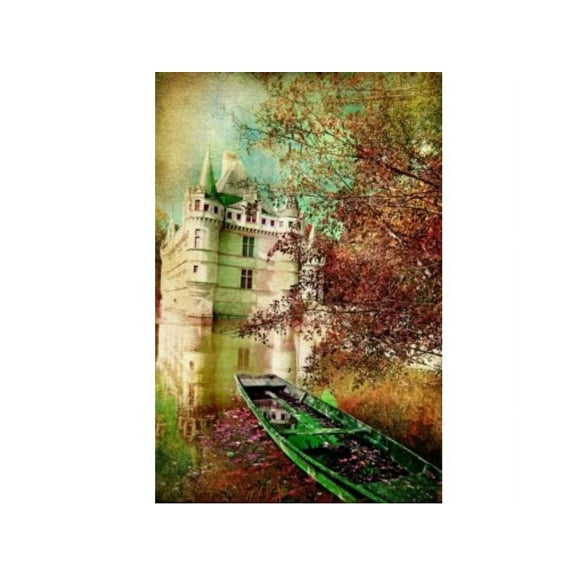 Outdoor Living and Style Green and Brown Bateau Vert Outdoor Canvas Rectangular Wall Art Decor 40" x