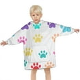 thumbnail image 3 of Colorful Dog Paw Footprint Blanket Hoodies for Kids 6-13YR Oversize Wearable Blanket Hoodies for Boys Girls Teens, 3 of 7