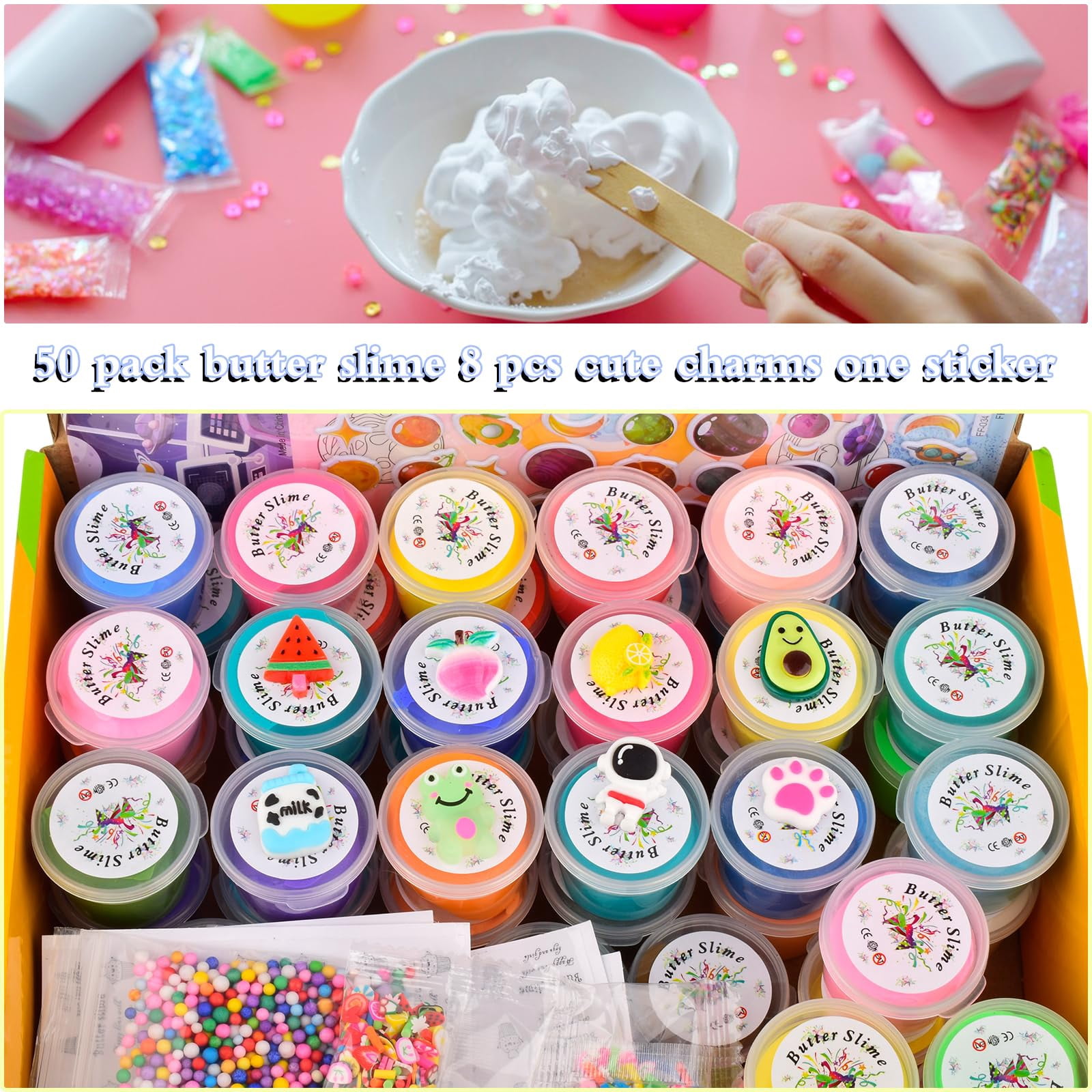 58 Pack Mini Easter Slimes kit, Butter Slime Party Favors, Slime Bulk Toy for Classroom Prizes, Goodie Bag Stuffers for Kids Boys Girls, Ideal Birthday Easter Filling Gifts