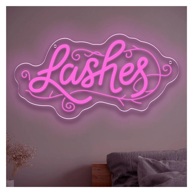 Letrero De Neón LED "Lashes"Con Grabado 3D Para Niñas, Ideal Para Salón De Belleza, Dormitorio, Decoración De Pared, Regulable Por USB, 40.6x20.9cm