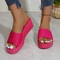 thumbnail image 6 of Women's Summer Plus Size Solid Color Open Toe Wedge Heel Slides Thick Sole Casual Platform Sandals Comfortable Outdoor Shoes for Daily & Beach Wear Hot Pink 7(39), 6 of 9