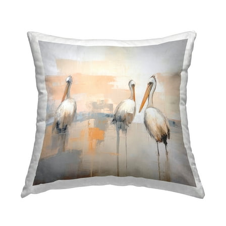 Stupell Industries Pelicans on Beach Decorative Printed Throw Pillow, 18 x 18