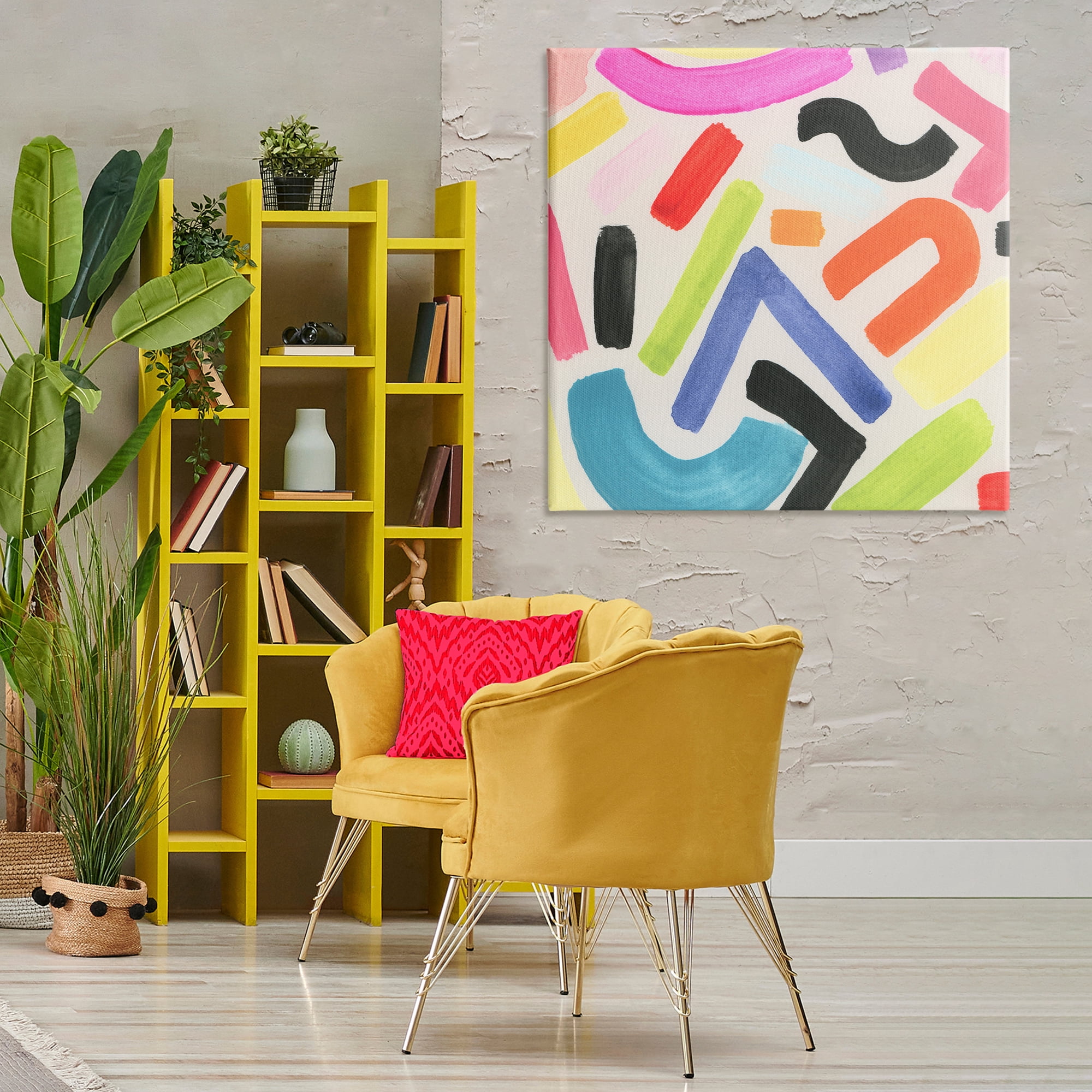 Stupell Industries Modern Squiggle Shapes Abstract Painting Wrapped Canvas Art Print Wall Art, 36 x 36