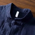 thumbnail image 6 of ROHUUQUE Men's Cotton Linen Shirts Stand Collar Long Sleeve Solid Frog Button Pocket Loose Casual Tops Daily Outdoor, 6 of 9