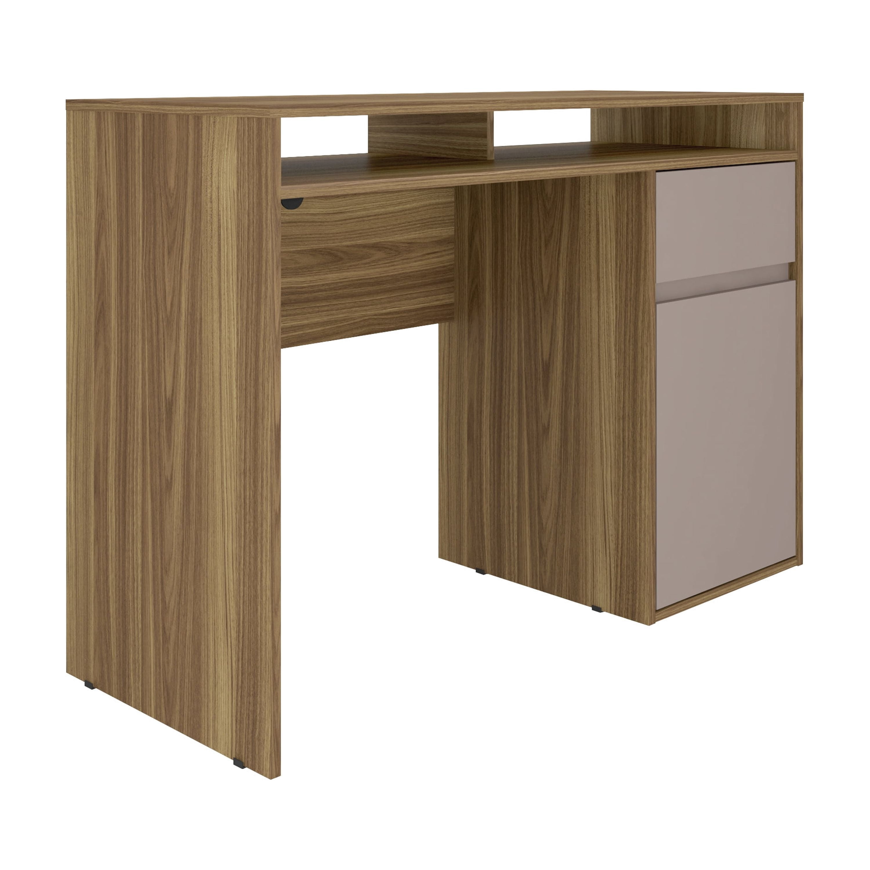 Home Office Workstation with Storage, Walnut