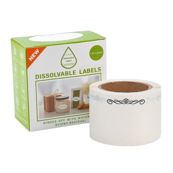 L LIKED 120 Stickers Dissolvable Food Labels for Containers 1 1/2" x 2 1/2" Canning Labels for Jars (Roll of 120) (1 Rolls)
