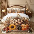thumbnail image 2 of Erosebridal Plaid Pumpkin Quilt King 3 Pieces,Fall Harvest King Coverlet Set,Cream,1 Bedspread and 2 Pillowcases, 2 of 7