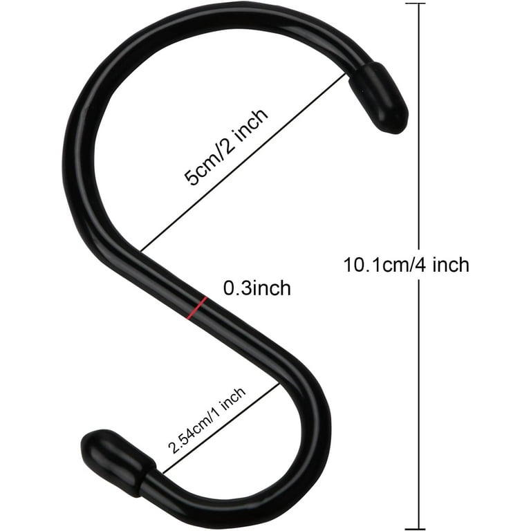 24 Pack 4 inch Large Vinyl Coated S Hooks with Rubber Stopper Non Slip  Heavy Duty S Hook, Steel Metal Black Rubber Coated Closet S Hooks for  Hanging Jeans Plants Jewelry Pot