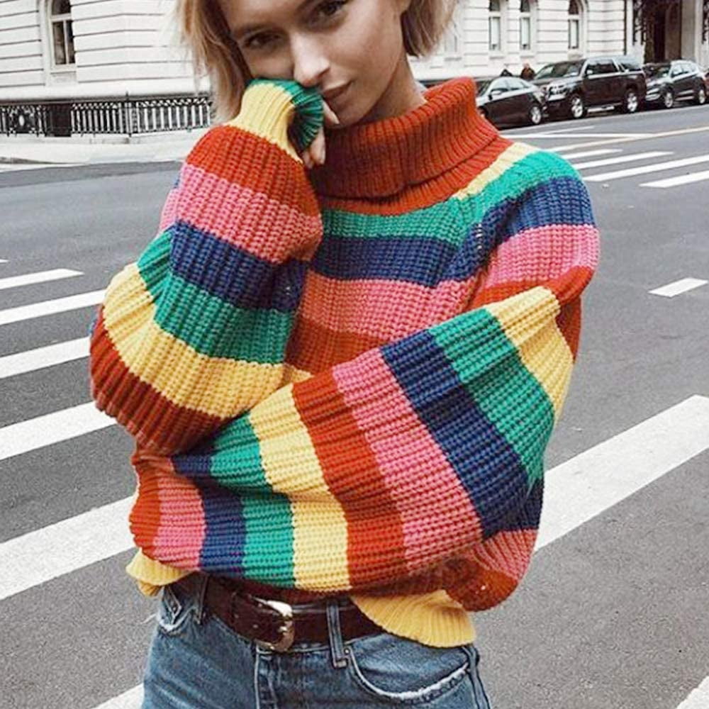 rainbow turtleneck shirt