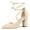 Beige, variant on Women's Pointy Toe Block Heels Lace Up Pumps