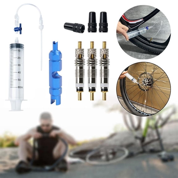 Tubeless Tire Sealant Injection Tool Kit with 60ml Syringe for Bicycle Repair