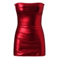 thumbnail image 4 of NECHOLOGY Ropa Interior Mujer Adulto Bodies Para Mujer Enterizo metálico de una sola pieza de cuero PVC con cuello halter y cremallera en la entrepierna, leotardo para discoteca Rojo X-Grande, 4 of 7