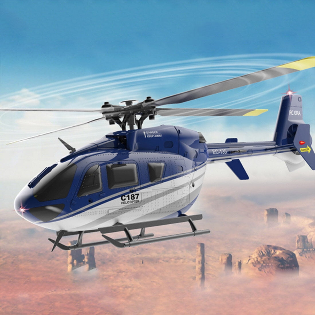 RC ERA C187 EC135 RC Helicopter, 4CH 2.4GHz Single-Rotor Flybarless Remote Control Aircraft 6-Axis Gyro with Optical Flow& Altitude Hold, RTF Beginner Helicopter for Adults & Teens