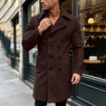 thumbnail image 2 of KeShDi Trench Coat for Men Double Breasted Lapel Long Sleeve Jacket Coffee L, 2 of 7
