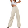 thumbnail image 4 of Baqcunre Womens Shorts Womens Wide Leg Business Pants High Waisted Capris Straight Long Work Trousers With Pockets Cargo Pants Women Women'S Pants Beige L, 4 of 7