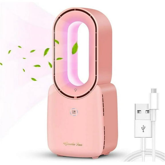 Bladeless Fan, Portable Desk Fan with 3-Speed , Rechargeable, Touch Control Design - Pink