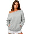thumbnail image 7 of XINXIAOO Boatneck Sweatshirts for Women Trendy Pullover Tops Long Sleeves Vintage Spring Fall Tops, 7 of 7