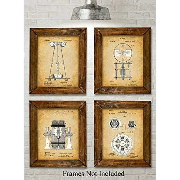 Original Tesla Patent Art Prints - Set of Four Photos (8x10) Unframed