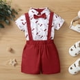 thumbnail image 2 of 12 Months Baby Boys Summer 2PCS Outfits 18 Months Toddler Boys Gentleman Outfits Short Sleeve Beard Print Lapel Romper Top Overall Shorts Set Red, 2 of 7