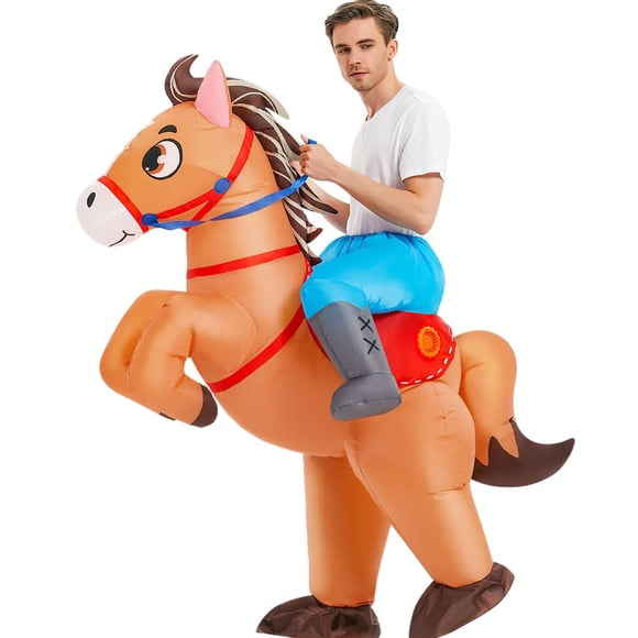 Disfraz de caballo inflable KOOY para adulto, vaquera y vaquera, Halloween