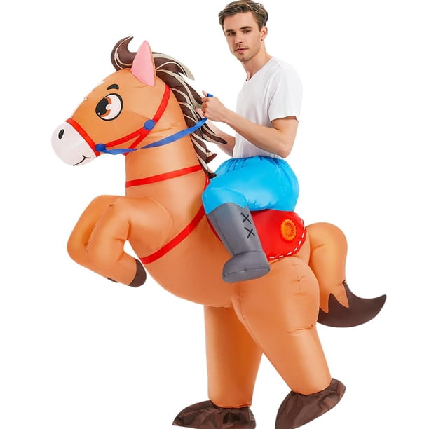 Disfraz de caballo inflable KOOY para adulto, vaquera y vaquera, Halloween
