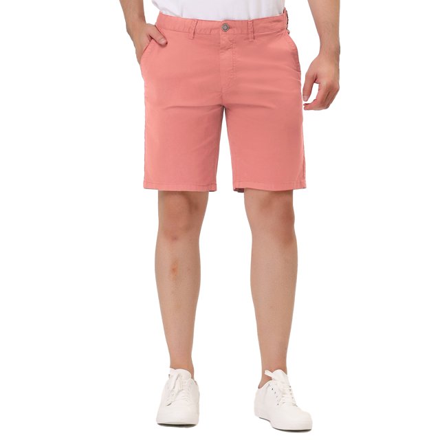 INSPIRE CHIC Men's Summer Solid Color Slim Fit Flat Front Walk Chino Shorts 34 Pink